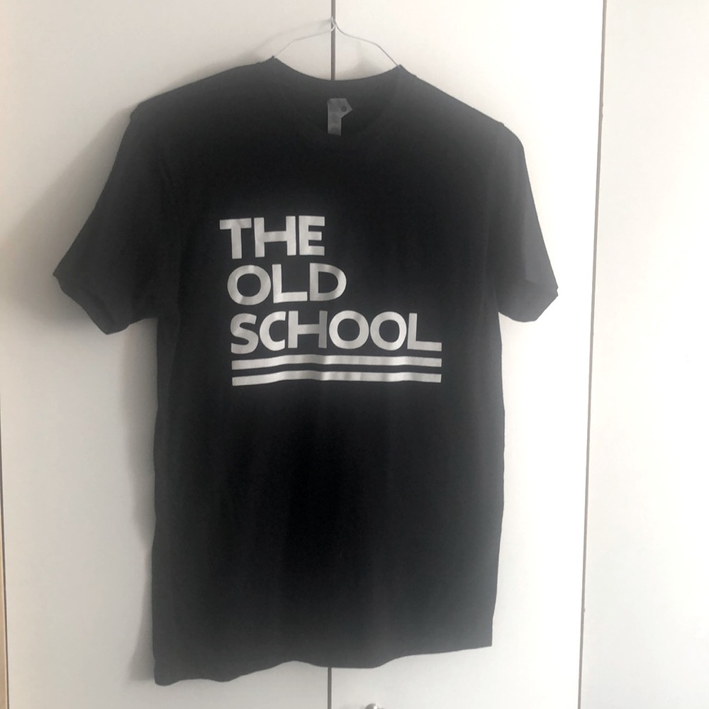 Old School women’s fitted T Blk w/ white lettering